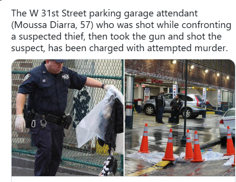 NYC Parking Garage Attendant Shot 2 Times Fights Back Shooting Attacker then GETS ARRESTED
