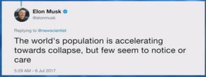 Elon Musk: Population Collapse Biggest Threat to Human Civilization