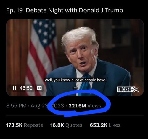 221 MILLION People Watched Trump/Tucker Interview on Debate Night